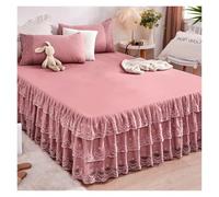 TRRYUIP Bed Covers 1pc Bed Skirt +2pcs Pillowcase King Queen Size Soft Sanding Fabric Princess Romance Bedspread(Color6,3pcs 150x200cm)