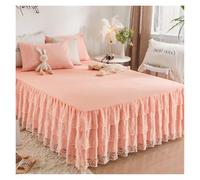 TRRYUIP Bed Covers 1pc Bed Skirt +2pcs Pillowcase King Queen Size Soft Sanding Fabric Princess Romance Bedspread(Color10,3pcs 150x200cm)