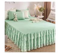 TRRYUIP Bed Covers 1pc Bed Skirt +2pcs Pillowcase King Queen Size Soft Sanding Fabric Princess Romance Bedspread(Color8,3pcs 150x200cm)