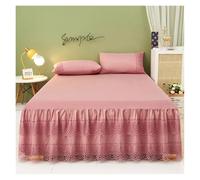 TRRYUIP Bed Covers 1pc Bed Skirt +2pcs Pillowcase King Queen Size Soft Sanding Fabric Princess Romance Bedspread(Color1,3pcs 150x200cm)