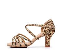 TRRYUIP Dance Heels Chaussures De Danse Latine Pour Femmes, Sandales Salsa Pour Salle, Talons Moyens, Semelle En Daim(Orange,35)