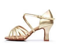 TRRYUIP Dance Heels Chaussures De Danse Latine Pour Femmes, Sandales Salsa Pour Salle, Talons Moyens, Semelle En Daim(Green,38)