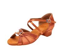 TRRYUIP Dance Heels Children Dance Shoes For Girls Women Ballroom Latin Modern Tango Dancing Salsa Sandals(Brown,25 (17.5cm))