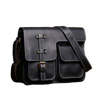 TRRYUIP Mens Messenger Bag Vintage Deluxe Leather Messenger Bag Cowhide Shoulder Sling Weekend Crossbody(Black)