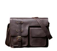 TRRYUIP Mens Messenger Bag Vintage Deluxe Leather Messenger Bag Cowhide Shoulder Sling Weekend Crossbody(Dark Coffee)