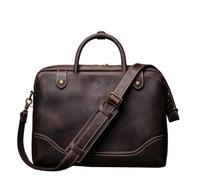 TRRYUIP Mens Messenger Bag Vintage Genuine Leather Handbag Men Executive Briefcase Deluxe Shoulder Bag Male Business Travel 16″ Laptop(Dark Coffee)