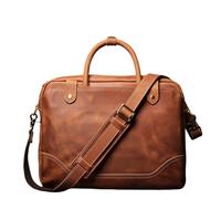 TRRYUIP Mens Messenger Bag Vintage Genuine Leather Handbag Men Executive Briefcase Deluxe Shoulder Bag Male Business Travel 16″ Laptop(Brown)