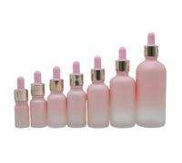 TRRYUIP Mini Pipette Dropper Bottle Pink Glass Dropper Bottles Frosted Essential Oil With Rose Gold Ring Refillable Bottle Portable(100ml)
