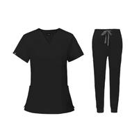TRRYUIP Nurses Uniform For Women Operating Room Uniform Scrubs Hospital Working Set Supplies Nurse Dental Surgery Suit Workwear(Black,M)