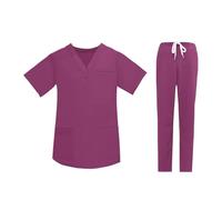 TRRYUIP Nurses Uniform For Women Scrubs Uniform Multi Short Sleeve Tops Pants Hospital Set Women Men Pet Shop Doctor Scrub Surgery Workwear(ROSE SUIT,L)