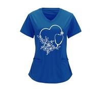 TRRYUIP Nurses Uniform For Women Summer Women's Clothing With Pattern Short Sleeved V-Neck Tops Uniform Sleeve Doctor Nurse(Color18,XL)