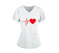 TRRYUIP Nurses Uniform For Women Summer Women's Clothing With Pattern Short Sleeved V-Neck Tops Uniform Sleeve Doctor Nurse(Color4,5XL)