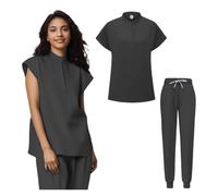 TRRYUIP Nurses Uniform For Women Uniforms Women Scrubs Sets Nurse Nursing Accessories Beauty Salon Spa Work Clothes Surgical Suit Lab Hospital(Black,L)