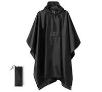 TRRYUIP Poncho Three-in-one PU Cape Raincoat Travel Hiking Mountain Climbing Multi-function Outdoor Adult Rain Poncho(Black)