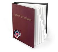 TRS Estate Planning Binder Kit - Pre-Labeled Tabs, Sheet Protectors | 1.5" D-Ring Faux Leather Organizer for Wills, Trusts, Power of Attorney & End-of-Life Planning | Burgundy