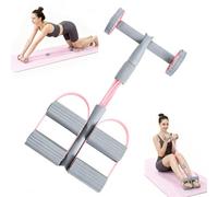 TRSAIM 6-Tube Pedal Resistance Bands with Handles & Ab Roller, 2-in-1 Foot Pedal Puller, Home Gym Workout Equipment for Core Training, Full Body Exercise for Arm, Leg, Waist, Back (Pink)