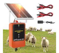 Trsaow 10km Solar Fence Energizer, 1.2J 12kV Rechargeable Electric Fence Charger with Solar Panel + AC Adapter, IP65 All-Weather Farm Security for Livestock, Horses, Pasture, Poultry