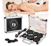 Trsaow 9Pcs Hot Stones Massage Kit with Heater, Professional Electric Basalt Warm Stones Set for Spa Therapy, Deep Muscle Relaxation, Pain Relief, Home Use
