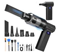 Trsaow Electric Air Duster,2-in-1 Blower and Vacuum Cleaner 150000RPM Super Power 4-Gear Adjustable Cordless Air Mini Cordless Blower with LED Light for Computer Keyboard House Outdoor and Car