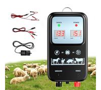 Trsaow Electric Fence Energiser 12V 2J, 15km Range,IP44 Electric fence posts, Electric Fence Tester Insulators, Weatherproof Kit for Horses, Cattle, Pigs, Goats, 2J Output, 3 Ways to Power (black)
