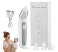 Trsaow Electric Nasal Aspirator for Babies 3 Suction Levels, 3 Silicone Nozzles, Rechargeable & Portable Nose Cleaner with Soothing Lullaby