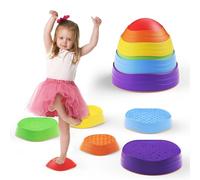 Trsaow stepping stones kid, 6pcs stackable balance stepping stones kids indoor/outdoor obstacle course kids non-slip sensory play river stones