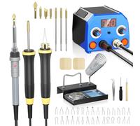 Trsaow Upgraded Wood Burning Kit with 3 Pens, 30 Wire Nibs and 7 Solid-Point Tips, Pyrography Wood Burning Tool Set with Digital Temperature Display for Pyrography Artworks