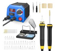 Trsaow Upgraded Wood Burning Machine, Dual Pyrography Pens, 33 Wire Nibs and 3 Solid-Point Tips, Wood Burning kit with Digital Temperature Display for Pyrography Artworks