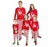 Trsenvrml Family Matching Christmas Pyjamas Set Women Men Xmas Pjs Boys Girls Elk Print 100% Cotton Pyjama (Kids, 2-3T)