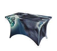 TRSGKSQP 4FT Spandex Table Cloth wolf under moon Rectangle Tablecloth for Folding Tables Wrinkle-Free Tablecloths Stretch Picnic Table Cover for Party Wedding Tablecloths Protector