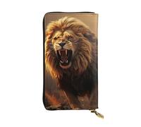 TRSGKSQP Angry Roaring Lion Women's Wallets Ladies Credit Card Holder Slim Thin Leather Clutch Cell Phone Handbag for Women