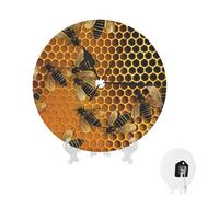 TRSGKSQP Bees On Hive Wall Clock Battery Operated Silent Non Ticking Analog Clocks Round Easy To Read Modern Clock Decorative For Office Classroom Home Living Room Bedroom Kitchen