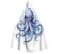 TRSGKSQP Blue little octopus Adults Hooded Cloak Halloween Cloak Long Hood Robe Cape Cosplay Costume