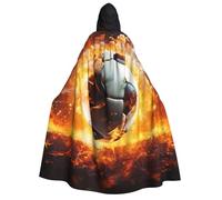 TRSGKSQP Burning Soccer Ball Adults Hooded Cloak Halloween Cloak Long Hood Robe Cape Cosplay Costume