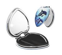 TRSGKSQP Compact Mirror Orca Killer Whale Pocket Travel Makeup Mirrors Double Sided 1x/2x Magnifying Foldable Mini Cosmetic Mirrors Portable Handheld Beauty Mirror for Women Girls Gift