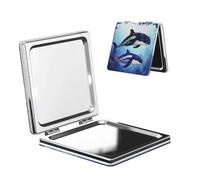 TRSGKSQP Compact Mirror Orca Killer Whale Pocket Travel Makeup Mirrors Double Sided 1x/2x Magnifying Foldable Mini Cosmetic Mirrors Portable Handheld Beauty Mirror for Women Girls Gift