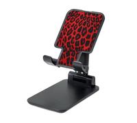 TRSGKSQP Foldable Phone Stand for Desk Angle Height Adjustable Cell Phone Holder Portable Cellphone Cradle Red Leopard Pattern Desktop Dock Tablet Stand Compatible with All Mobile Phones