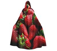TRSGKSQP Fresh Strawberries Adults Hooded Cloak Halloween Cloak Long Hood Robe Cape Cosplay Costume