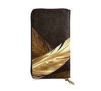 TRSGKSQP Golden Feathers Women's Wallets Ladies Credit Card Holder Slim Thin Leather Clutch Cell Phone Handbag for Women