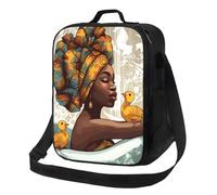 TRSGKSQP Insulated Lunch Bag for Women Men Lunchbox African Girl Reusable Lunch Box Leakproof Cooler Bag with Adjustable Shoulder Strap Lunch Tote Bags for Work, Travel,Outdoor