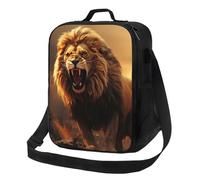 TRSGKSQP Insulated Lunch Bag for Women Men Lunchbox Angry Roaring Lion Reusable Lunch Box Leakproof Cooler Bag with Adjustable Shoulder Strap Lunch Tote Bags for Work, Travel,Outdoor