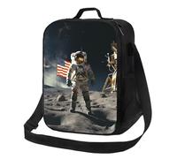 TRSGKSQP Insulated Lunch Bag for Women Men Lunchbox Astronaut Landing on The Moon Reusable Lunch Box Leakproof Cooler Bag with Adjustable Shoulder Strap Lunch Tote Bags for Work, Travel,Outdoor