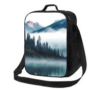 TRSGKSQP Insulated Lunch Bag for Women Men Lunchbox Foggy Mountains Landscape Reusable Lunch Box Leakproof Cooler Bag with Adjustable Shoulder Strap Lunch Tote Bags for Work, Travel,Outdoor