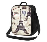 TRSGKSQP Insulated Lunch Bag for Women Men Lunchbox French Paris Tour Eiffel Tower Reusable Lunch Box Leakproof Cooler Bag with Adjustable Shoulder Strap Lunch Tote Bags for Work, Travel,Outdoor