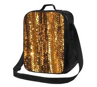 TRSGKSQP Insulated Lunch Bag for Women Men Lunchbox Gold Sequin Sparkle Reusable Lunch Box Leakproof Cooler Bag with Adjustable Shoulder Strap Lunch Tote Bags for Work, Travel,Outdoor