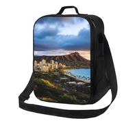 TRSGKSQP Insulated Lunch Bag for Women Men Lunchbox Hawaii Skyline Diamond Head Volcano Reusable Lunch Box Leakproof Cooler Bag with Adjustable Shoulder Strap Lunch Tote Bags for Work, Travel,Outdoor