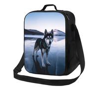 TRSGKSQP Insulated Lunch Bag for Women Men Lunchbox Husky Dog on a Frozen Lake Reusable Lunch Box Leakproof Cooler Bag with Adjustable Shoulder Strap Lunch Tote Bags for Work, Travel,Outdoor