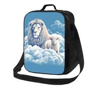 TRSGKSQP Insulated Lunch Bag for Women Men Lunchbox Lamb with A Lion On The Clouds Reusable Lunch Box Leakproof Cooler Bag with Adjustable Shoulder Strap Lunch Tote Bags for Work, Travel,Outdoor