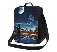 TRSGKSQP Insulated Lunch Bag for Women Men Lunchbox Moon Light New York City Reusable Lunch Box Leakproof Cooler Bag with Adjustable Shoulder Strap Lunch Tote Bags for Work, Travel,Outdoor