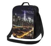 TRSGKSQP Insulated Lunch Bag for Women Men Lunchbox New York Night Reusable Lunch Box Leakproof Cooler Bag with Adjustable Shoulder Strap Lunch Tote Bags for Work, Travel,Outdoor